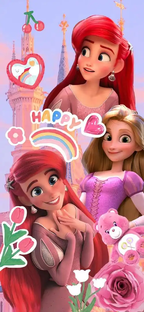 壁纸9578957895复古拼贴少女心#长发公主##白雪公主##小