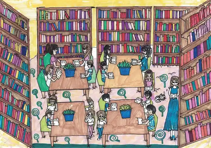 数字文化工程"我心中的图书馆"暨"花儿向阳开"少儿绘画比赛作品展示