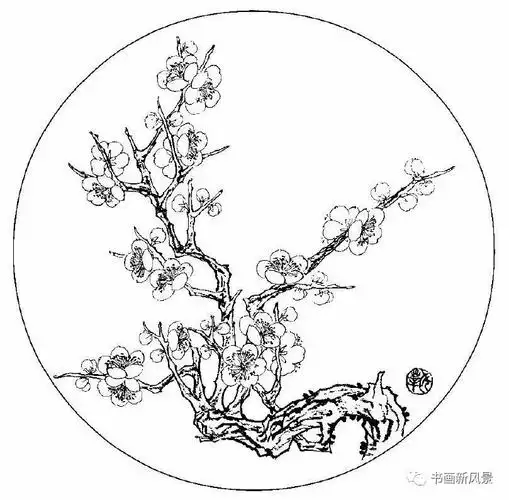 这组白描梅花团扇美透啦!过年一定要画上几把!