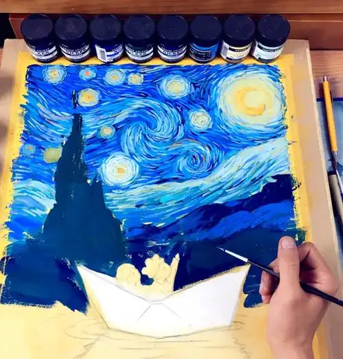 水粉画教程唯美星空水粉画步骤图