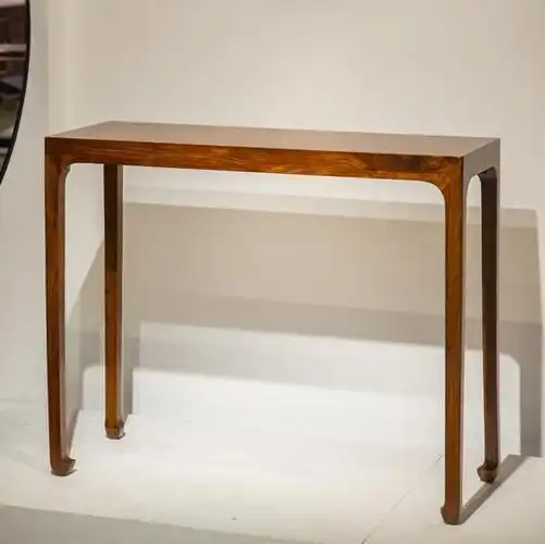 海南黄花梨独板马蹄腿四面平条桌