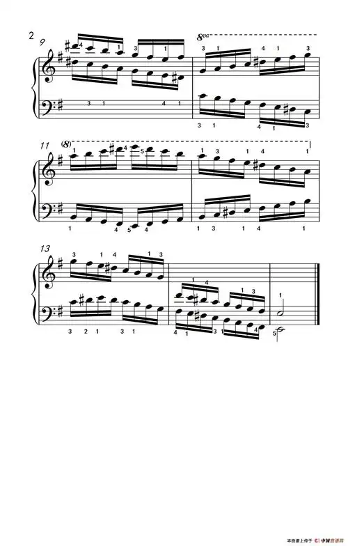 e小调音阶(反向四个八度)(儿童钢琴练习曲)