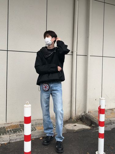 leaky美产高盎司牛仔裤vintage水洗立体剪裁直筒雪花纹理 非517