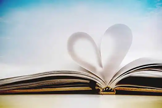 心形,翻开,笔记本,书页,旧式,彩色,形状