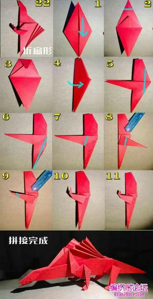 最简单的恐龙折纸怎么画5分钟简单折一只酷炫的棘龙折纸兴趣爱好手工