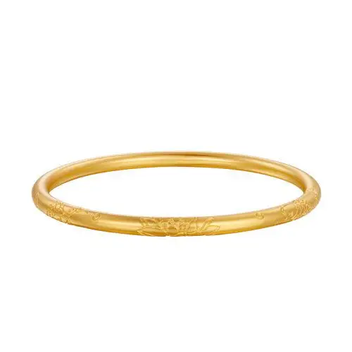 cbai/菜百首饰古法黄金手镯莲年有鱼足金手镯祈福送礼