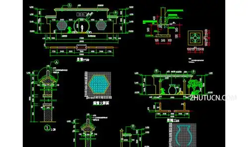 中式古典围墙月亮门设计详图