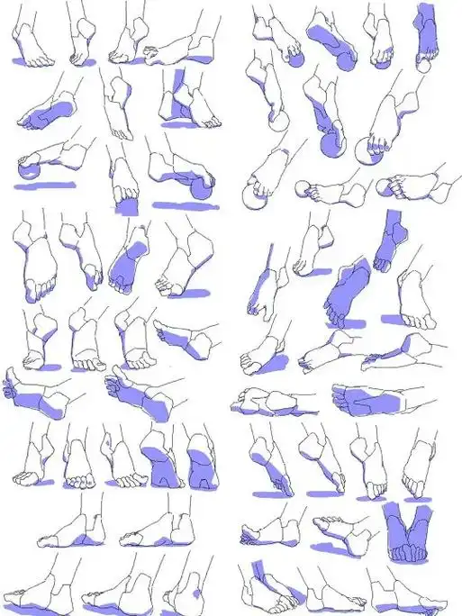 干货码住,多角度足部画法.分享一组脚部绘制教程,多角度透视画 - 抖音