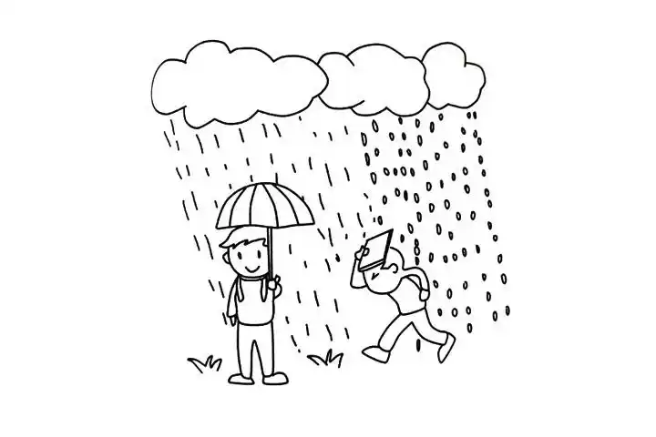 下雨天气简笔画