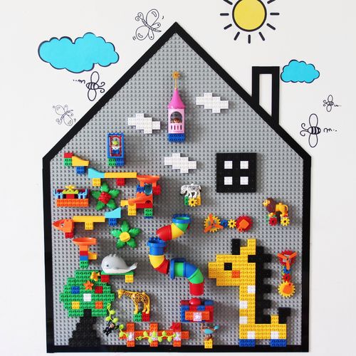 黑板积木墙面桌家用壁挂式女男孩子大颗粒拼装拼插儿童房拼图玩具