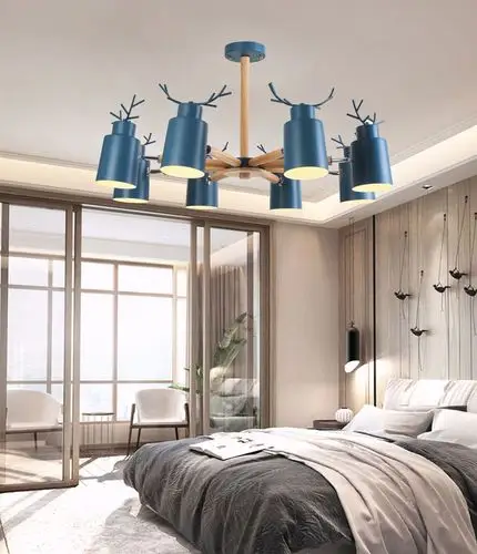 北欧创意客厅卧室鹿角吊灯 设计师马卡龙风格个性餐厅书房吊灯