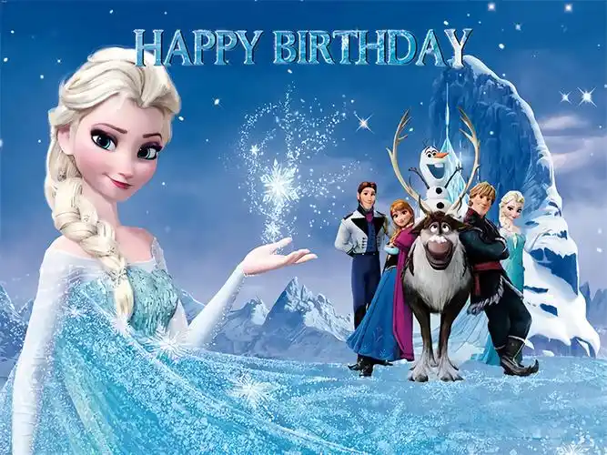 亚马逊跨境电商摄影背景布生日派对冰雪奇缘卡通背景乙烯基5x3ft