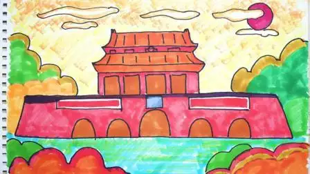 神笔简笔画 美丽中国之我爱北京天安门, 儿童绘画早教场景教程大全
