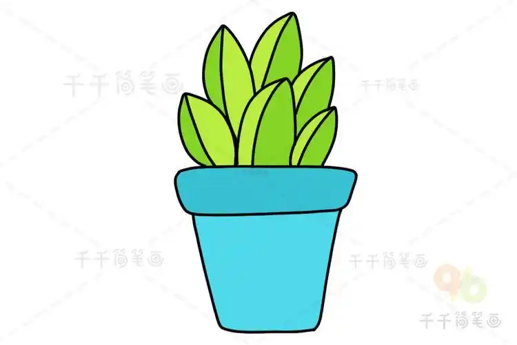 绿色小盆栽简笔画图片