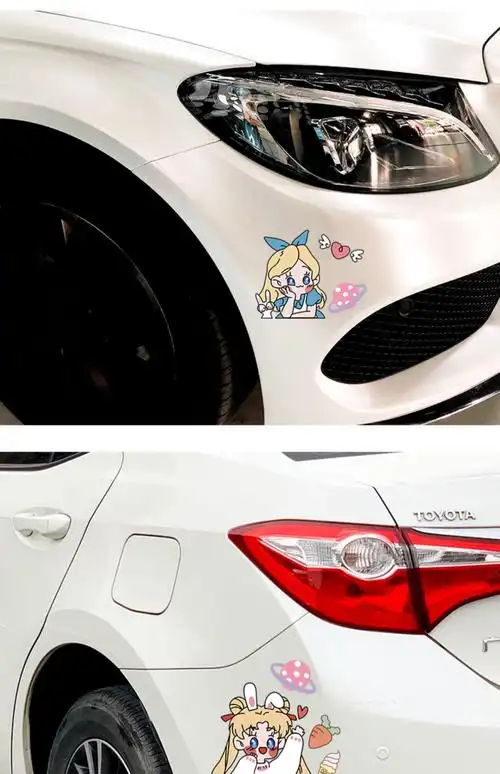 汽车贴纸女司机网红可爱内饰用品卡通油箱盖划痕遮挡车身装饰车贴