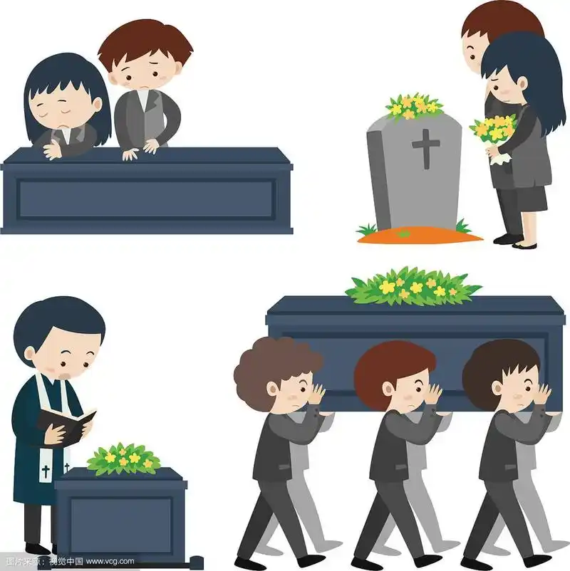 葬礼现场有许多悲伤的人