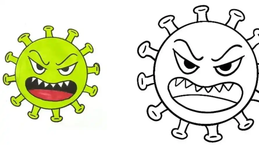 抗疫冠状病毒简笔画