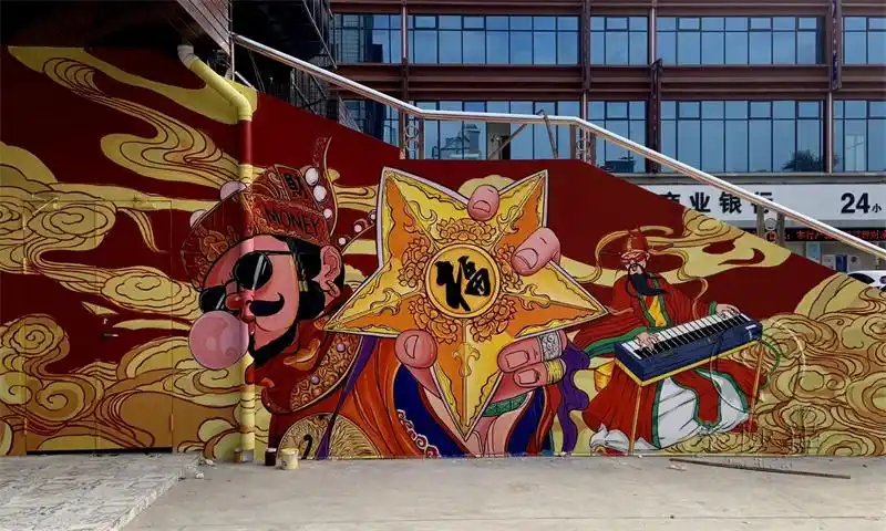 01时代广场国潮风墙绘涂鸦