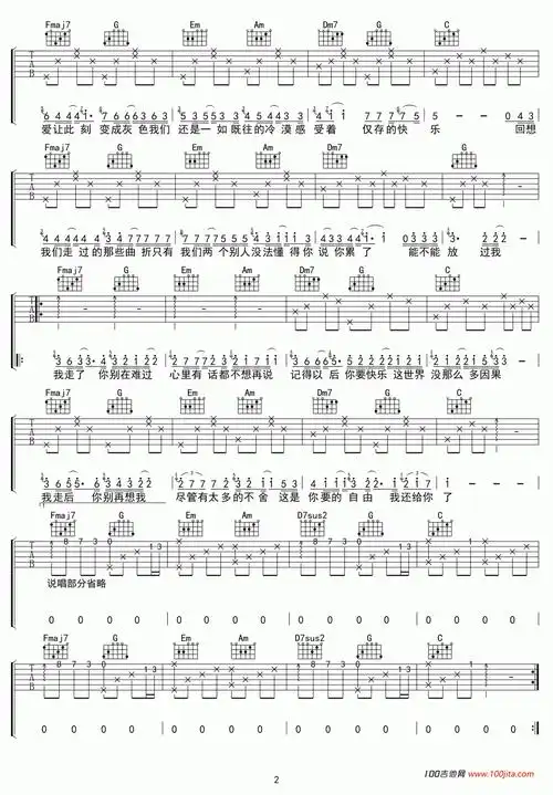 《我走后》吉他谱_小咪_c调吉他弹唱六线谱 - sheep吉他网免费下载