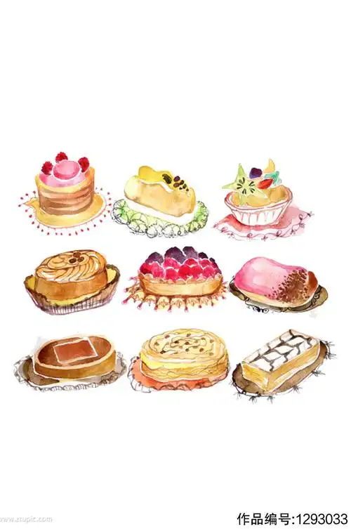 手绘插画卡通奶油蛋糕甜点食物素材免抠元素