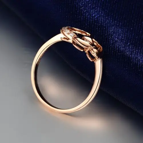 幸福久久双爱心钻戒18k玫瑰金镶钻戒指定制简约钻石指环