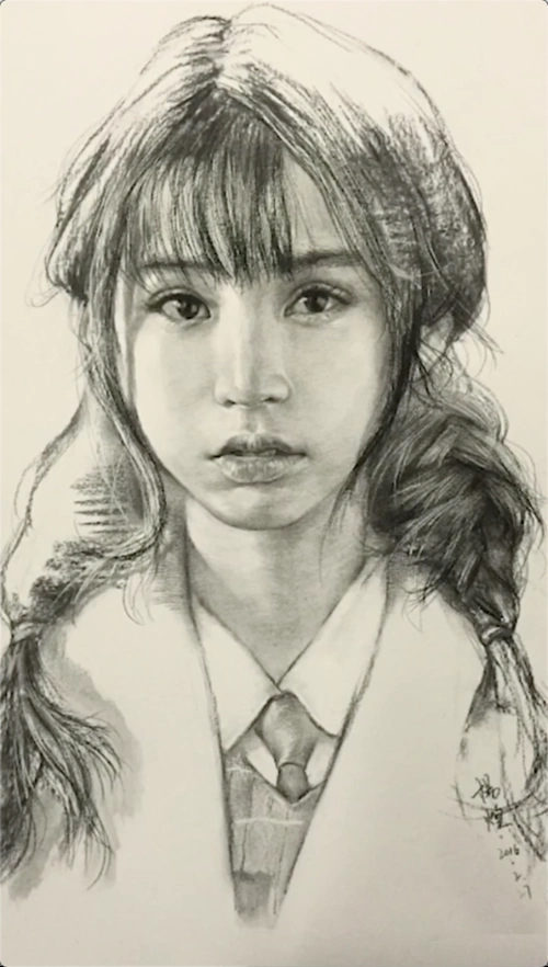 美女侧面素描头像