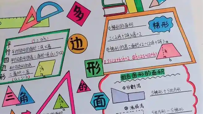 多边形的面积手抄报 数学小报 用尺子画手抄报 简单好看一学就会-教育