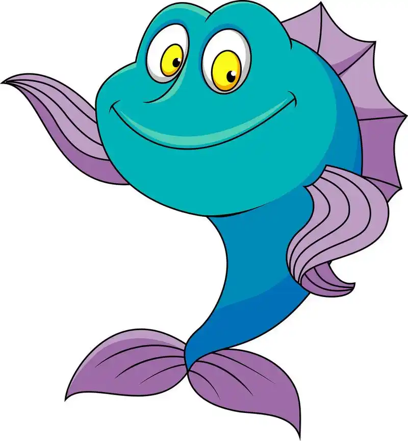 可爱的鱼卡通挥舞着