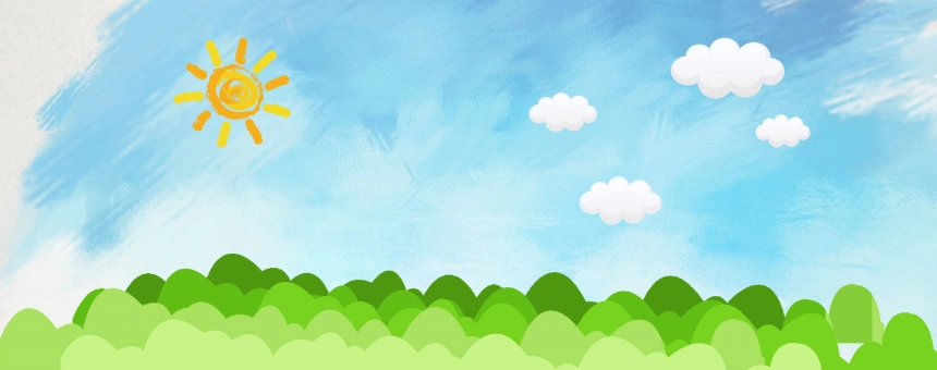 水彩清新蓝天草地太阳母婴淘宝背景