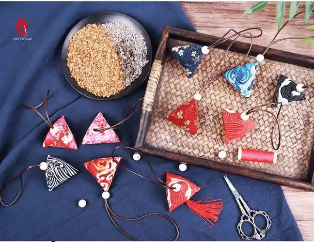 端午节香囊随身中国风小香包手工制作香囊diy材料驱蚊艾草香包 粉红色