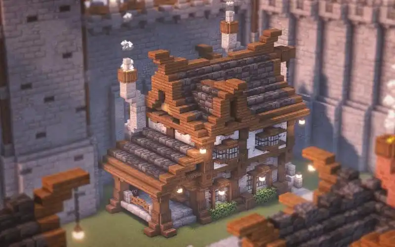 【minecraft建筑教程】如何建造中世纪城镇铁匠铺