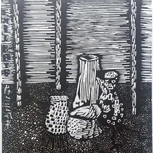 【学院艺术】云南艺院 陈蔚蓝《窗外系列1》黑白木刻版画 50版