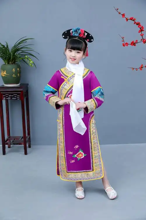 2019新款女童格格服 宫廷公主儿童清朝服装长袍衣服旗服满清服装