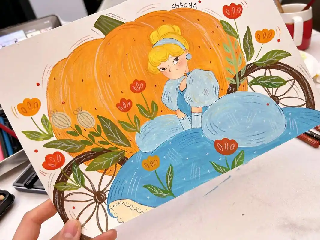 原创插画.灰姑娘的南瓜车🎃#插画分享 #原创插画 #手绘 - 抖音