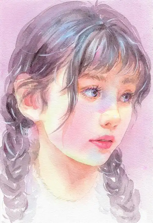 水彩人物——麻花辫少女绘画步骤分享