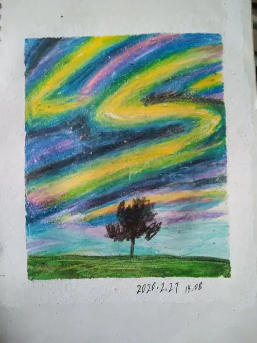 油画棒画的极光,第一眼看的出来是什么吗?