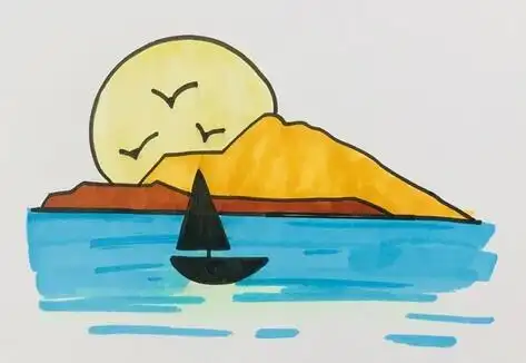 夕阳怎么画太阳简笔画夕阳简笔画教程