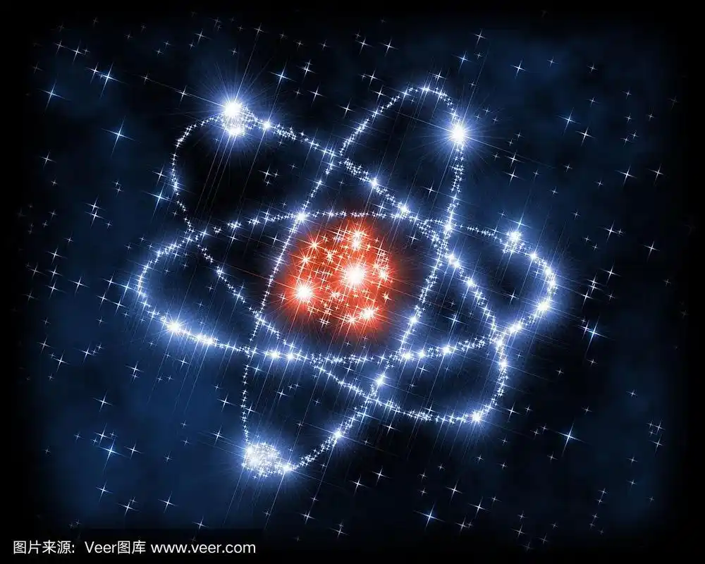 抽象的背景插图,代表了以原子核为中心,电子旋转的原子模型符号,象征