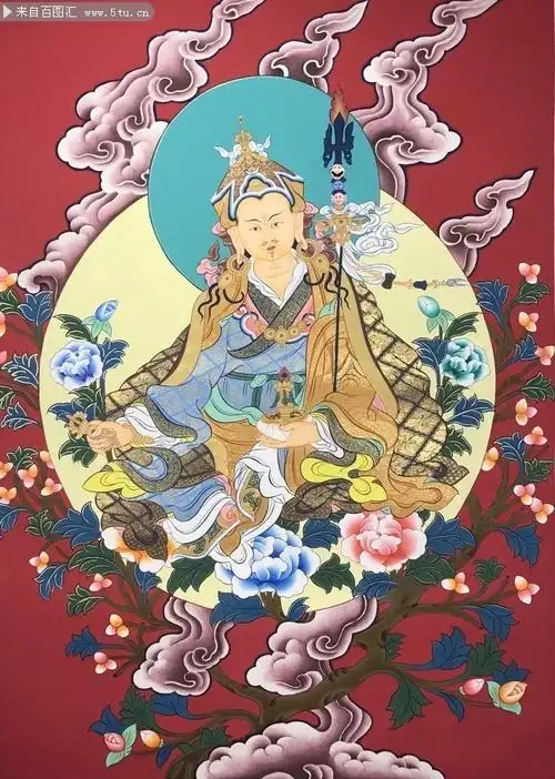 唐卡莲花生大士高清图片