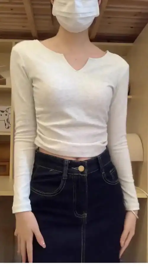 40支棉罗纹92棉8氨纶 韩系长袖t恤遮小肚子百搭上衣潮 - 17网