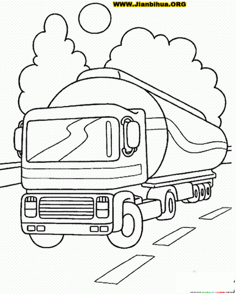 油罐车简笔画交通车类