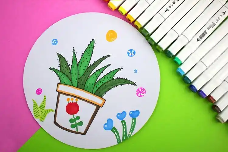 读儿歌轻松学画芦荟植物简笔画