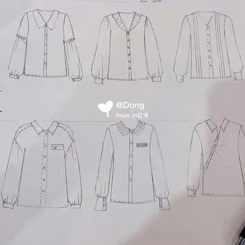服装设计手绘衬衫款式图合集1