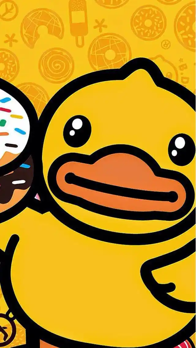 可爱搞笑的大黄鸭卡通手机壁纸