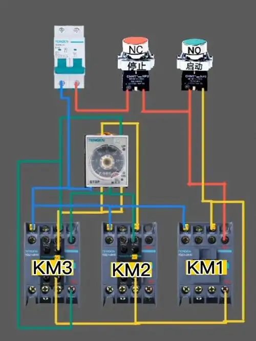 星三角降压启动控制线接线方法