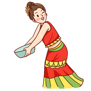 手绘泼水节一个傣族姑娘漫画设计