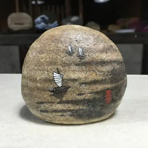 石头画|手工艺|工艺品设计|春江拾趣 - 原创作品 - 站酷 (zcool)