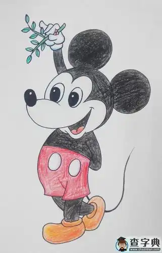 米老鼠蜡笔画,卡通人物儿童画图片欣赏1