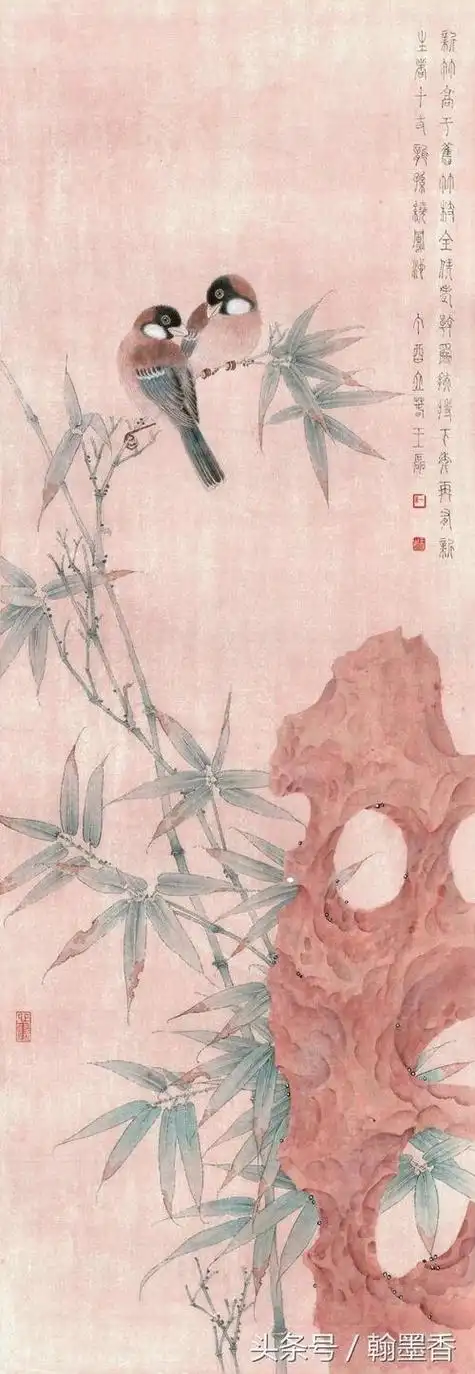 工笔画班学员习作选马为超工笔花鸟画之竹子红鸟图图片工笔素材[三]
