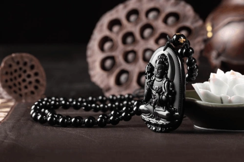 黑曜石大势至菩萨吊坠